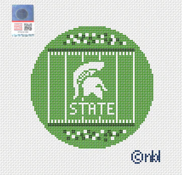 Needlepoint by Laura Michigan State Football Field Round