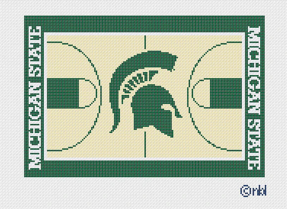 Needlepoint by Laura Michigan State Basketball Court Lumber Pillow