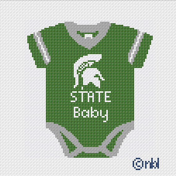 Needlepoint by Laura Michigan State Baby Onesie