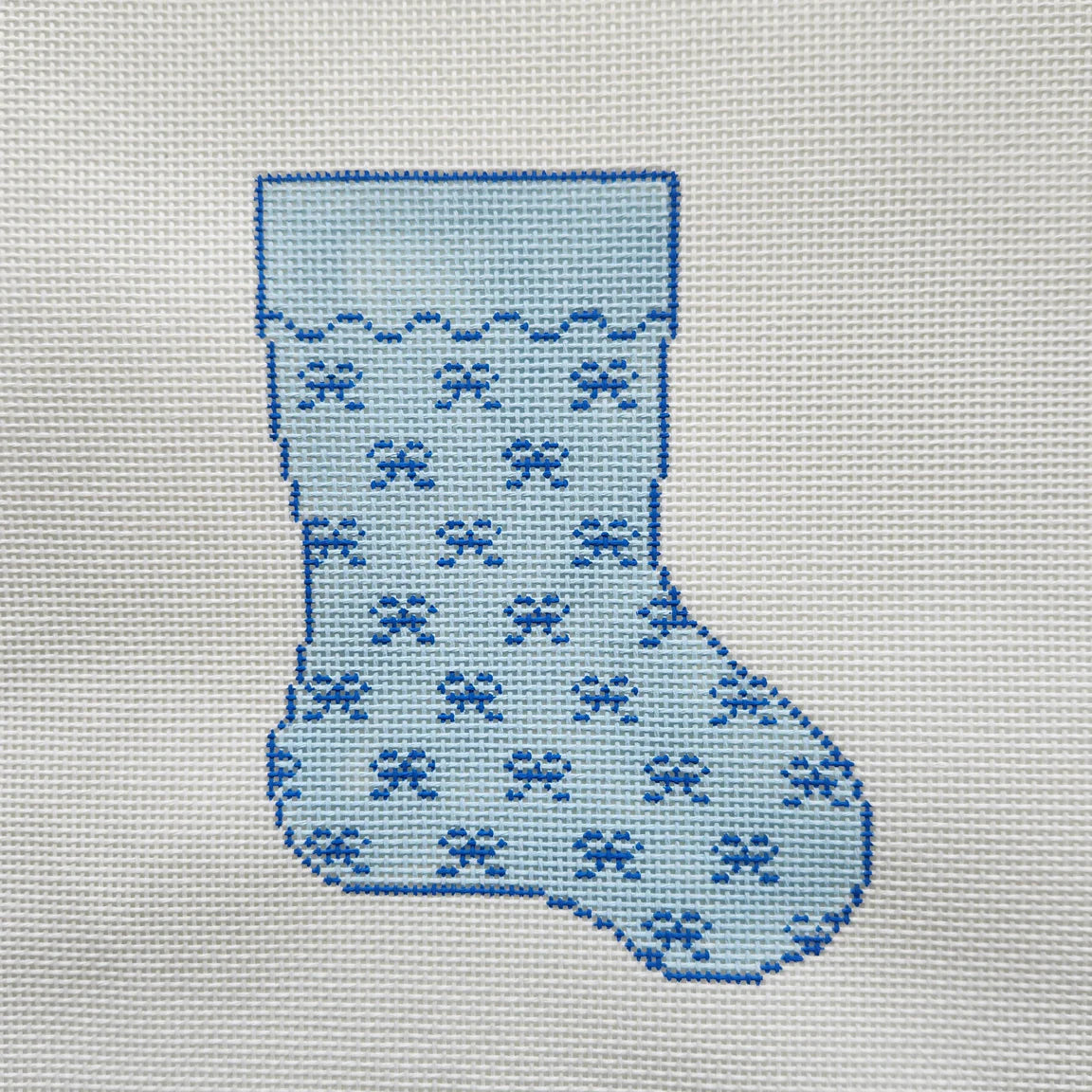 Silver Stitch Mini Bows Christmas Stocking - Blue