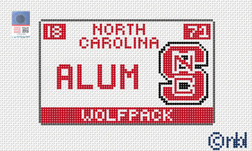 Needlepoint by Laura North Carolina State License Plate - ALUMNI