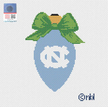 Needlepoint by Laura North Carolina Christmas Bow Light Bulb Green