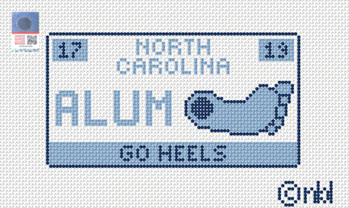 Needlepoint by Laura North Carolina License Plate - ALUMNI