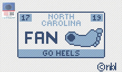 Needlepoint by Laura North Carolina License Plate - FAN