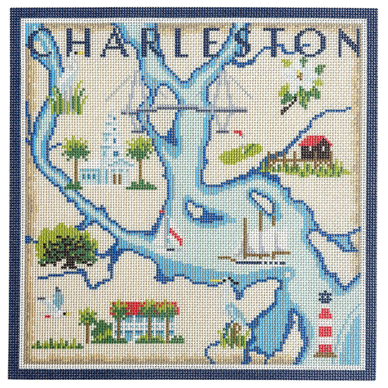 Bradley Needlepoint NTG KB217 13 mesh Charleston Map
