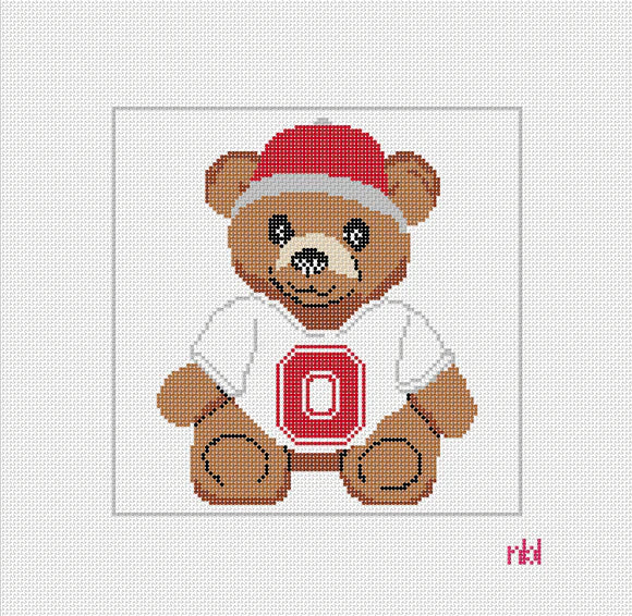 Needlepoint by Laura Ohio State Teddy Bear
