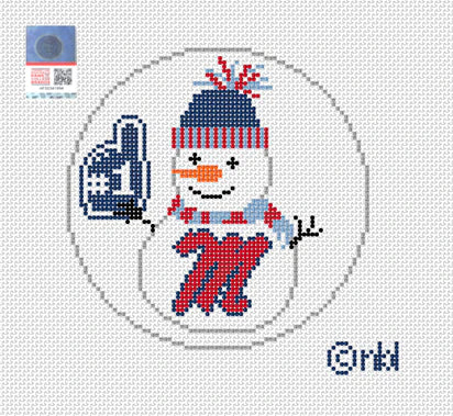 Needlepoint by Laura Ole Miss Snowman 4" round