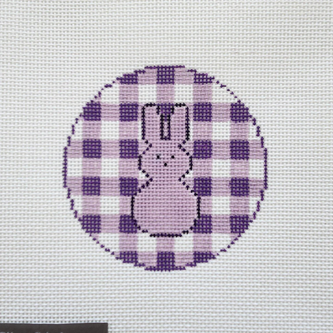 Silver Stitch Gingham Peeps Bunny Round - Lavender