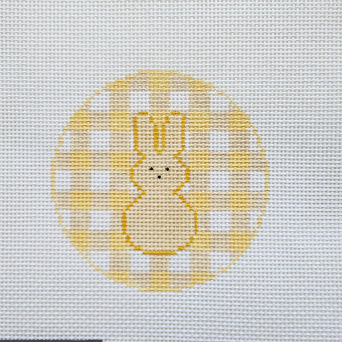Silver Stitch Gingham Peeps Bunny Round - Yellow