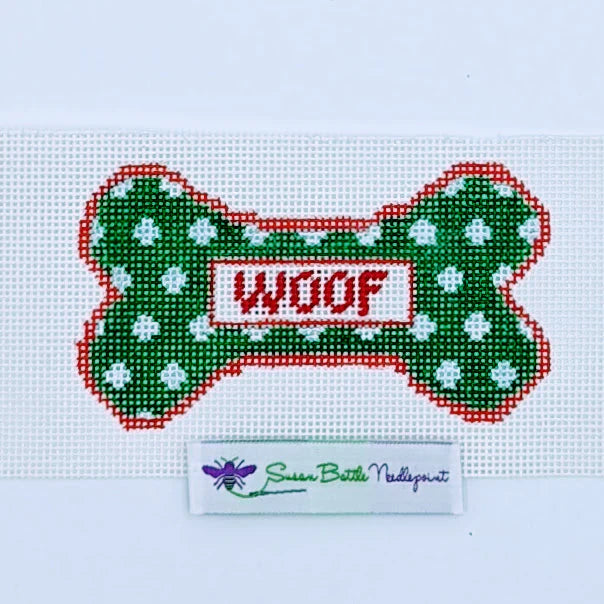 Susan Battle X34 Woof Dog Bone Ornament