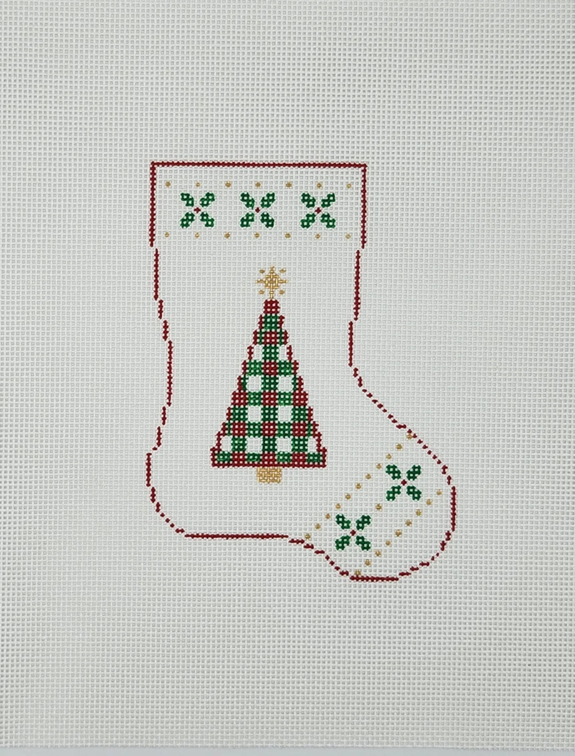 Silver Stitch Mini Christmas Stocking - Red and Green