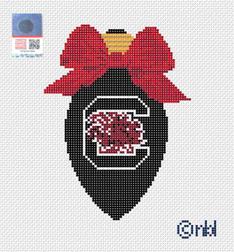 Needlepoint by Laura South Carolina Christmas Bow Light Bulb Red