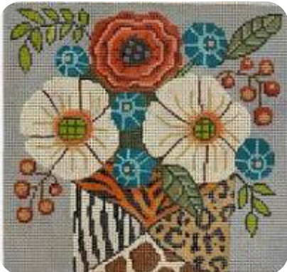 Gayla Elliott P327 Flowers in Animal Print Vase