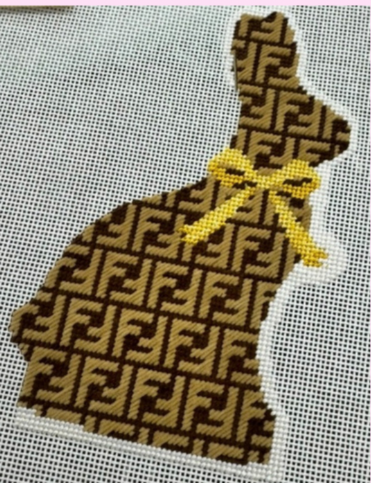 Knotty Needlepoint Designer KN-11 Designer Chocolate Bunny with Yellow ...