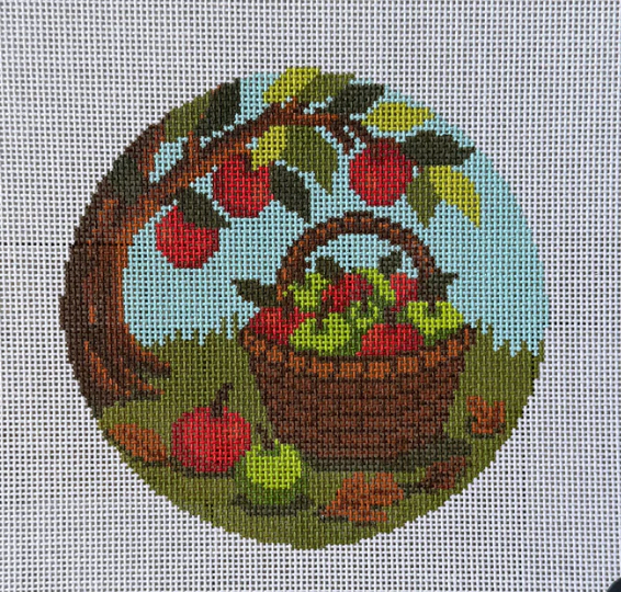 Ashley Evans Designs F-400 The Orchard Keeper – Hand Painted Apple Orchard Needlepoint Canvas