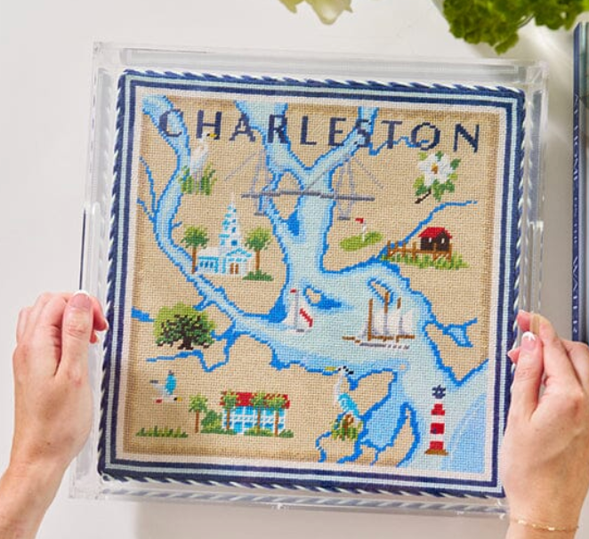 Bradley Needlepoint NTG kb216 Charleston Map 18 mesh