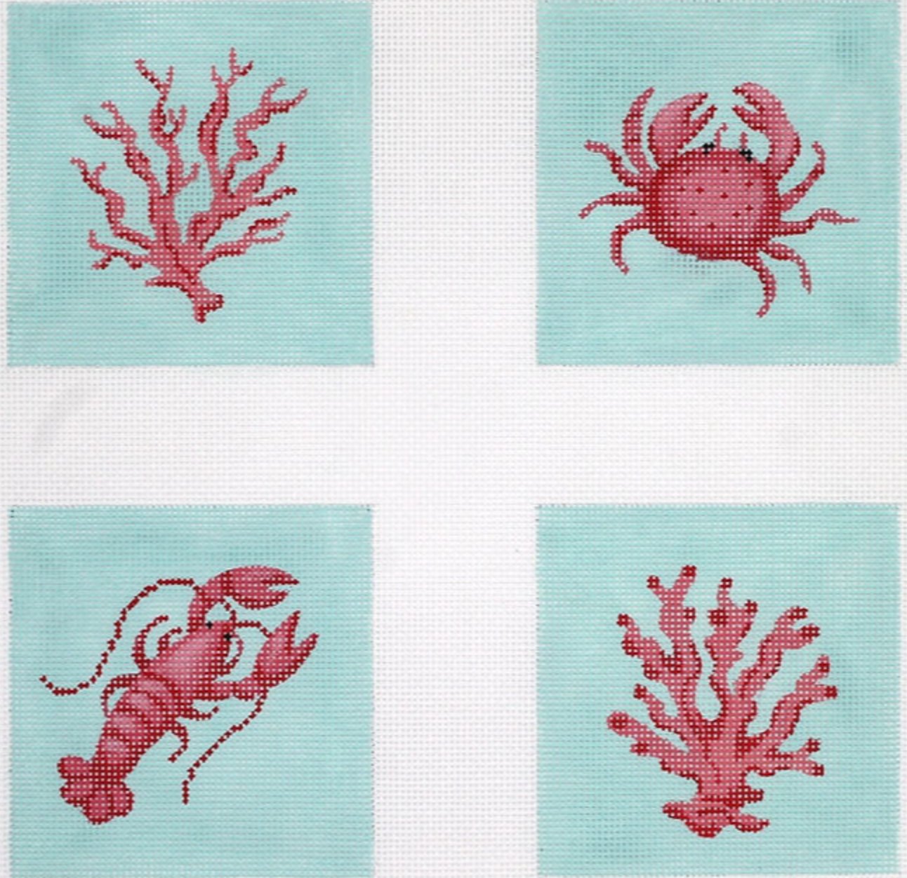 Kate Dickerson CO4-55 Set of 4 Coasters - Crustaceans &amp; Corals on Caribbean