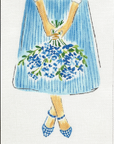 Kate Dickerson LB-PL-32 Lindsay Brackeen - Blue Flowers on Striped Skirt