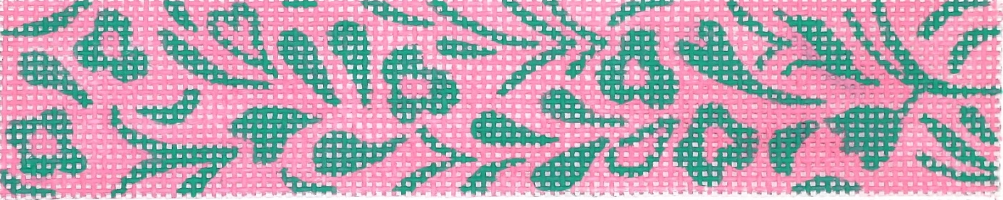 Kate Dickerson KF-01 Key Fob - Hawaiian Floral - greens on pink