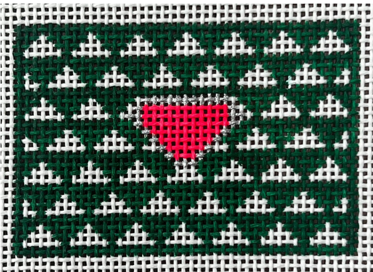 Gingham Stitchery Maiden Lane ML-07-G Triangle Luggage Tag  pink/green