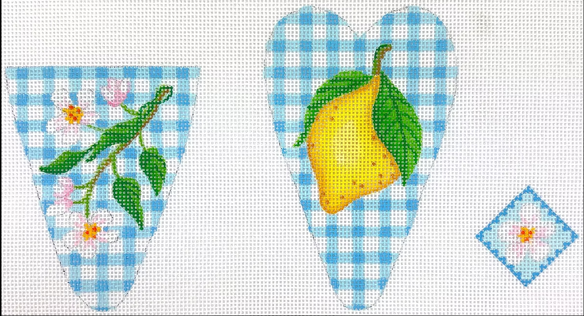 Kate Dickerson SC-08 Scissor Case w/ Fob Blue Gingham with Lemons