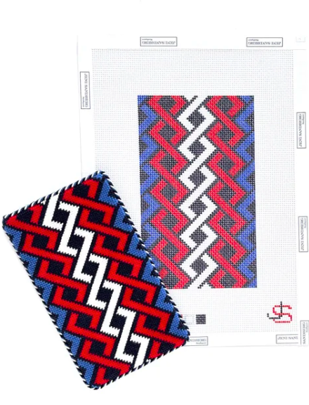 Jeni Sandberg Hicks Braid Sunglasses Case Canvas - red, white and blue