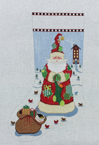 Meredith Collection X-164 Patchwork Santa Stocking
