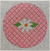 Kristine Kingston O-207a White Flower on Pink Lattice