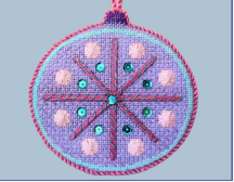 Nash and Daughters ND-197 Mid-century Mod Ornament-round, purple and pink