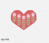 Nash and Daughters ND-199 Block Print Red Heart with Flowers