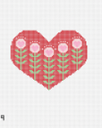 Nash and Daughters ND-199 Block Print Red Heart with Flowers