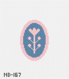 Nash and Daughters ND-167 Navy and Pink Flower B Oval