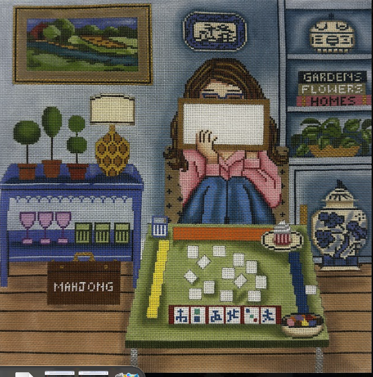 Gayla Elliott GEP412 MAHJ Stitching Girl Pillow
