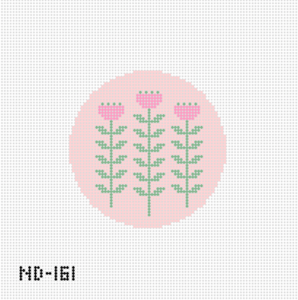 Nash and Daughters ND-161 | Pink &amp; Green Block Print Flower A - Round