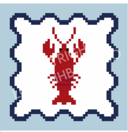Lovemhbstudios CST116A Coastal Squiggle Square Lobster