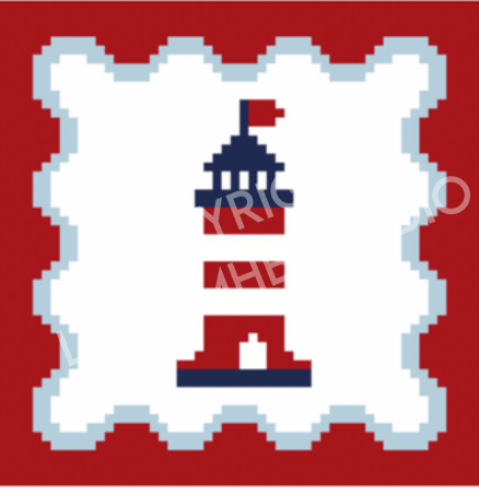 Lovemhbstudios CST116C Coastal Squiggle Square Lighthouse