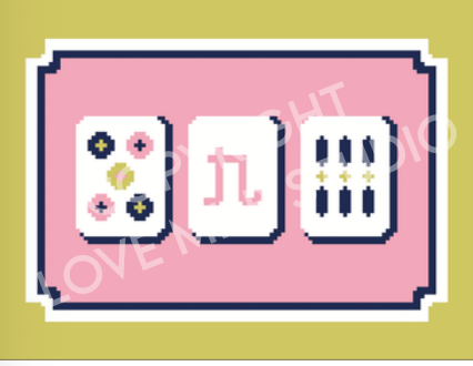 Lovemhbstudios MAHJ101A Crak Bam Bracket Tiles (pink, navy, citron)