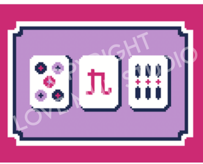Lovemhbstudios MAHJ101B Crak Bam Bracket Tiles (pink, navy, lilac)