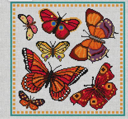 Needlepaint Delicate Butterfly Red