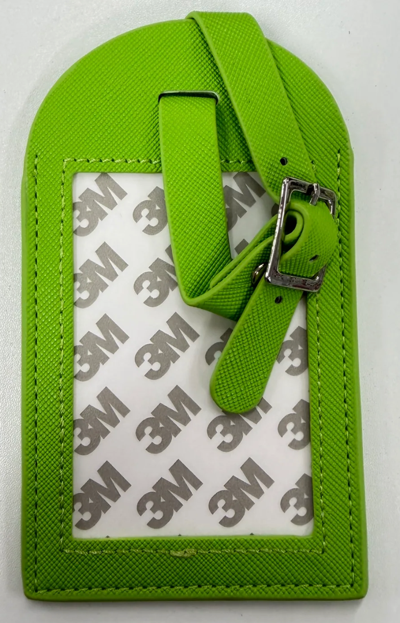 Kick Ass Needlepoint Leather Luggage Tag - lime