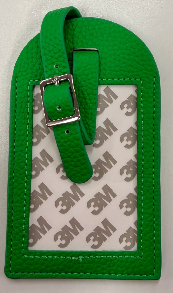 Kick Ass Needlepoint Leather Luggage Tag - kelly green