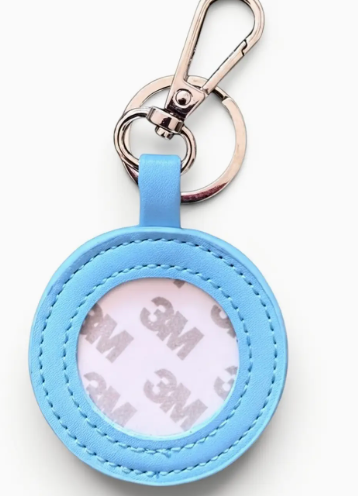 Round Keychain Self-Finishing Needlepoint Key Fob - Mist