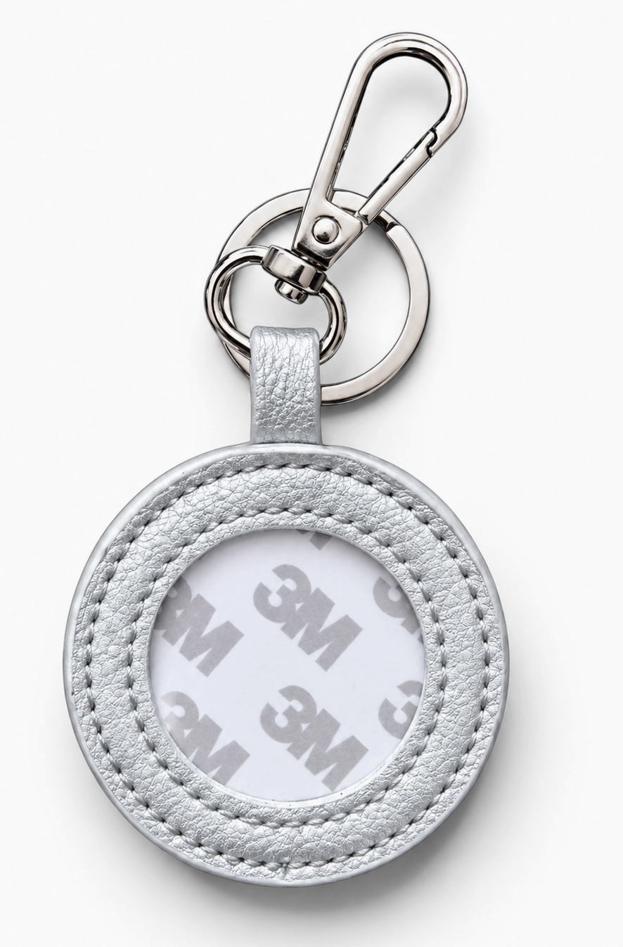 Round Keychain Self-Finishing Needlepoint Key Fob - Silver