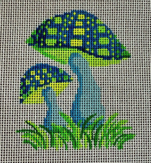 Gingham Stitchery ML-81 Blue and Green Mushroom Pair