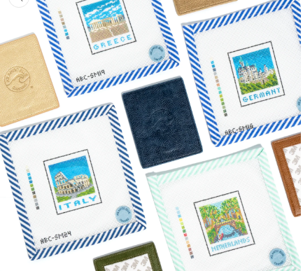 Atlantic Blue Leather Polaroid Magnet - gold