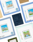 Atlantic Blue Leather Polaroid Magnet - navy