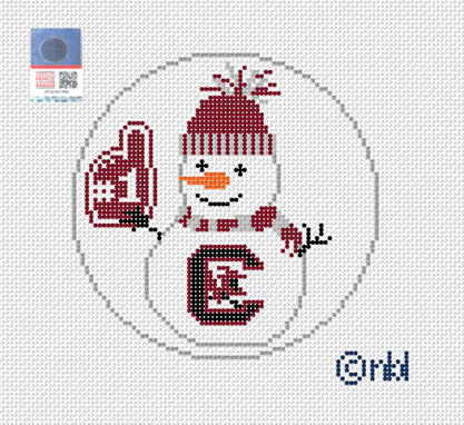Needlepoint by Laura South Carolina Snowman 4" Round