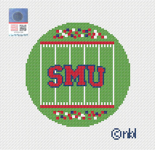 Needlepoint by Laura SMU Football Field Round