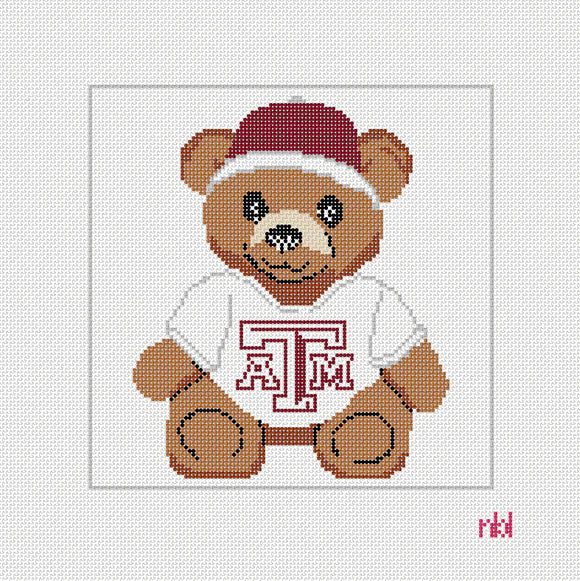 Needlepoint by Laura Texas A and M Teddy Bear