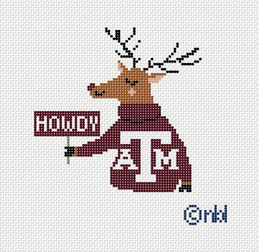 Needlepoint by Laura Texas A and M Reindeer